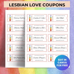 Redigerbara lesbiska flickvänskärlekskuponger, sista minuten-present för dejtkväll, jag älskar min flickvän, alla hjärtans dag-present till par, årsdag