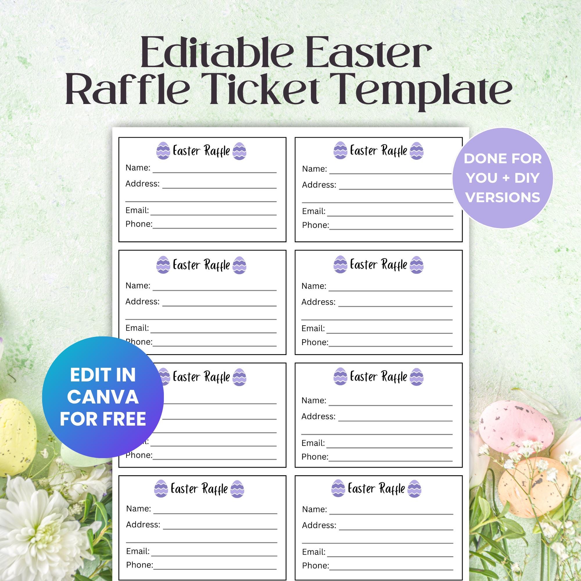 Church Raffle Samples Editable Easter Raffle Ticket Template, Church Fundraising Event ...