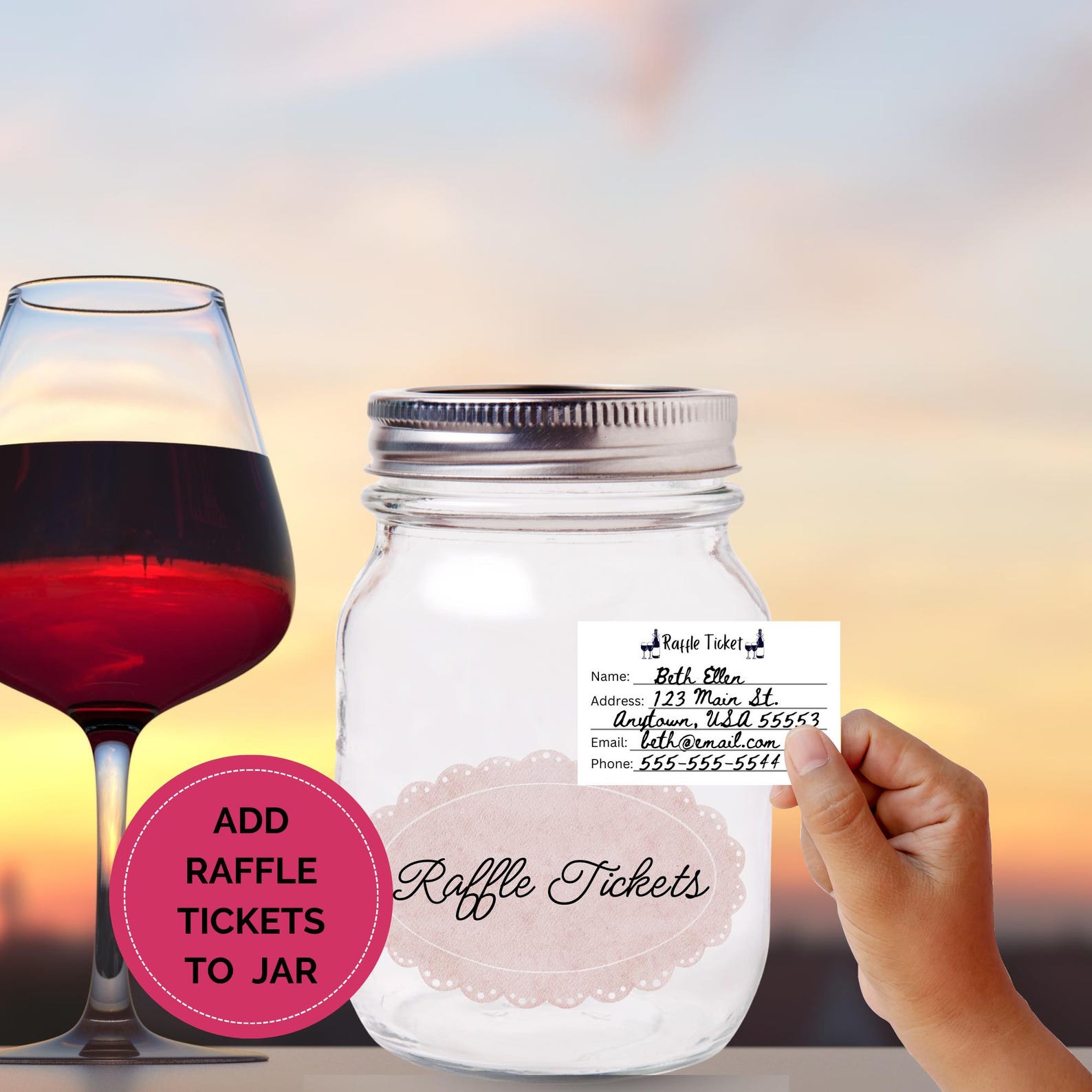 Editable Wine Gift Basket Raffle Ticket Template, Winery Fundraising ...