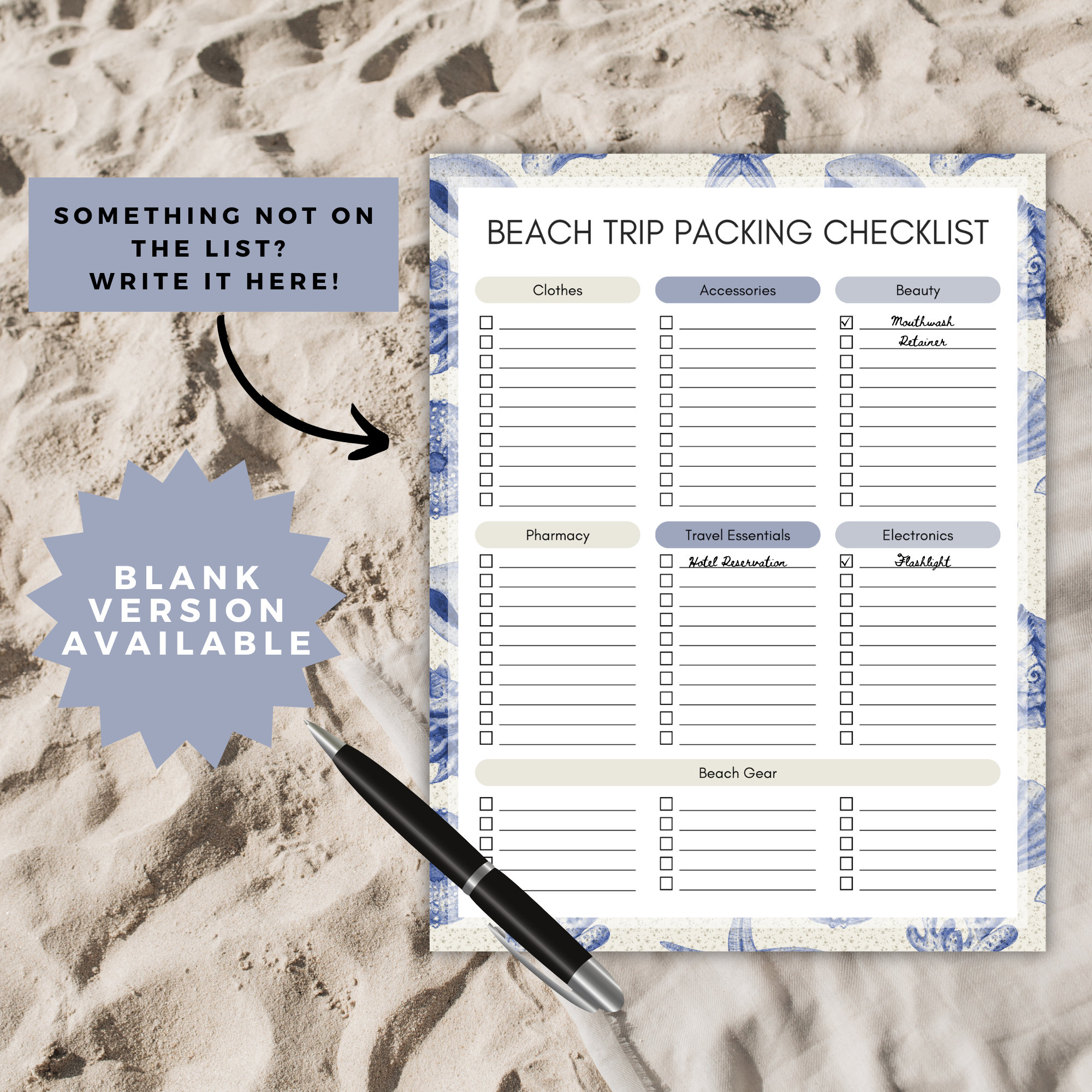 Shell Checklists Printable Family Beach Vacation Packing Checklist for All Your Travel ...