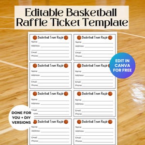 Bearbeitbare Basketball-Verlosungskarte, Spendenaktion, Schul-PTO-Spendenaktion RAF01
