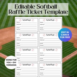 Bearbeitbare Softball-Verlosungskarte, Spendenaktion, Schul-PTO-Spendenaktion RAF01