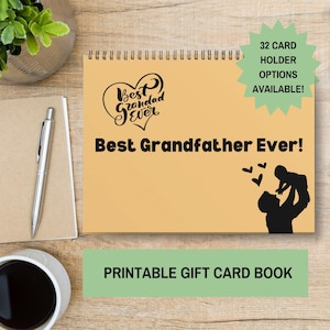 Libro de tarjetas de regalo imprimibles para abuelos de parte de su nieto favorito, cumpleaños del abuelo, regalo para nuevos abuelos, día de los abuelos