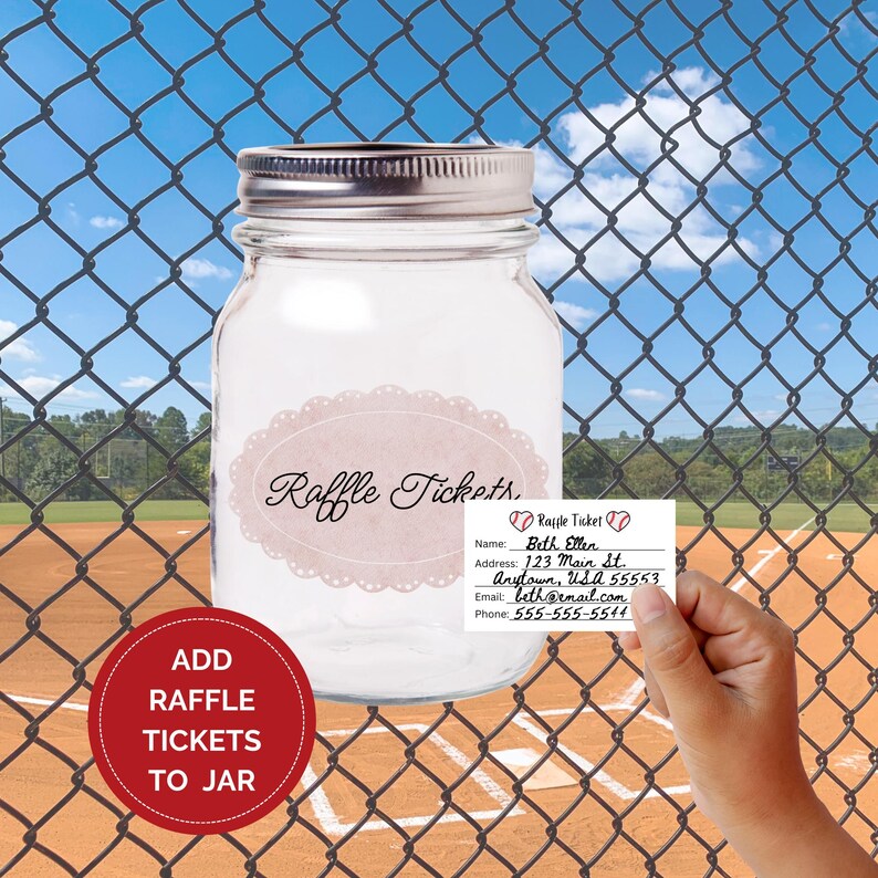 Baseball Ticker Raffle Editable Baseball Raffle Ticket Template, Fundraising Event for ...