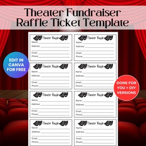 Bearbeitbare Theater-Verlosungskarte, Theater-Spendenaktion, Schul-PTO-Spendenaktion RAF01