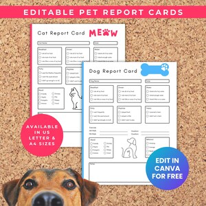 Editable Pet Report Card Template Bundle - Dog and Cat Report Cards Perfect for Doggy Daycare and Pet Sitting Business