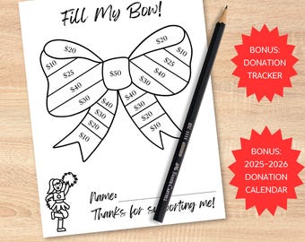 Printable Fill My Bow Fundraiser Bundle, Cheer Bow Fundraiser, Fundraiser Calendar, Donations Tracker, Quick Fundraiser