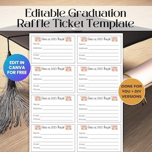 Bearbeitbare Abschluss Fundraiser Raffle Ticket Vorlage, High School oder College Fundraissing Event RAF01