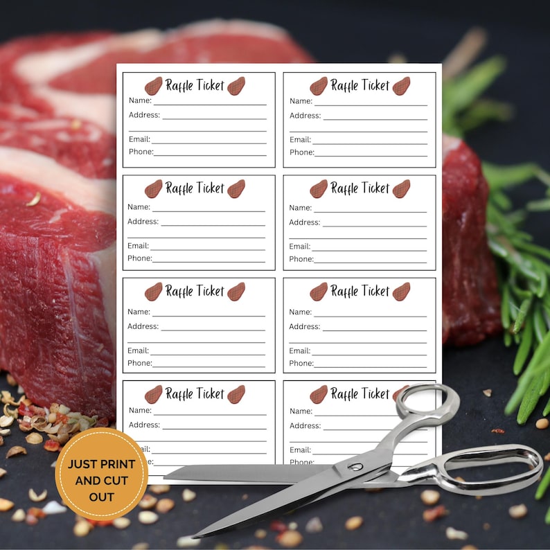 Editable Meat Raffle Fundraiser Ticket Template, Fundraising Event, Non ...