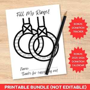 Printable Gymnastics Fundraiser Bundle, Fundraiser Calendar, Donations Tracker, Quick Fundraiser