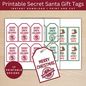 Printable Secret Santa Gift Tags for Secret Santa Gifts, Special Delivery Tag, Work Secret Santa