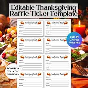 Bearbeitbare Thanksgiving-Verlosungskarte, Spendenaktion, Schul-PTO-Spendenaktion RAF01
