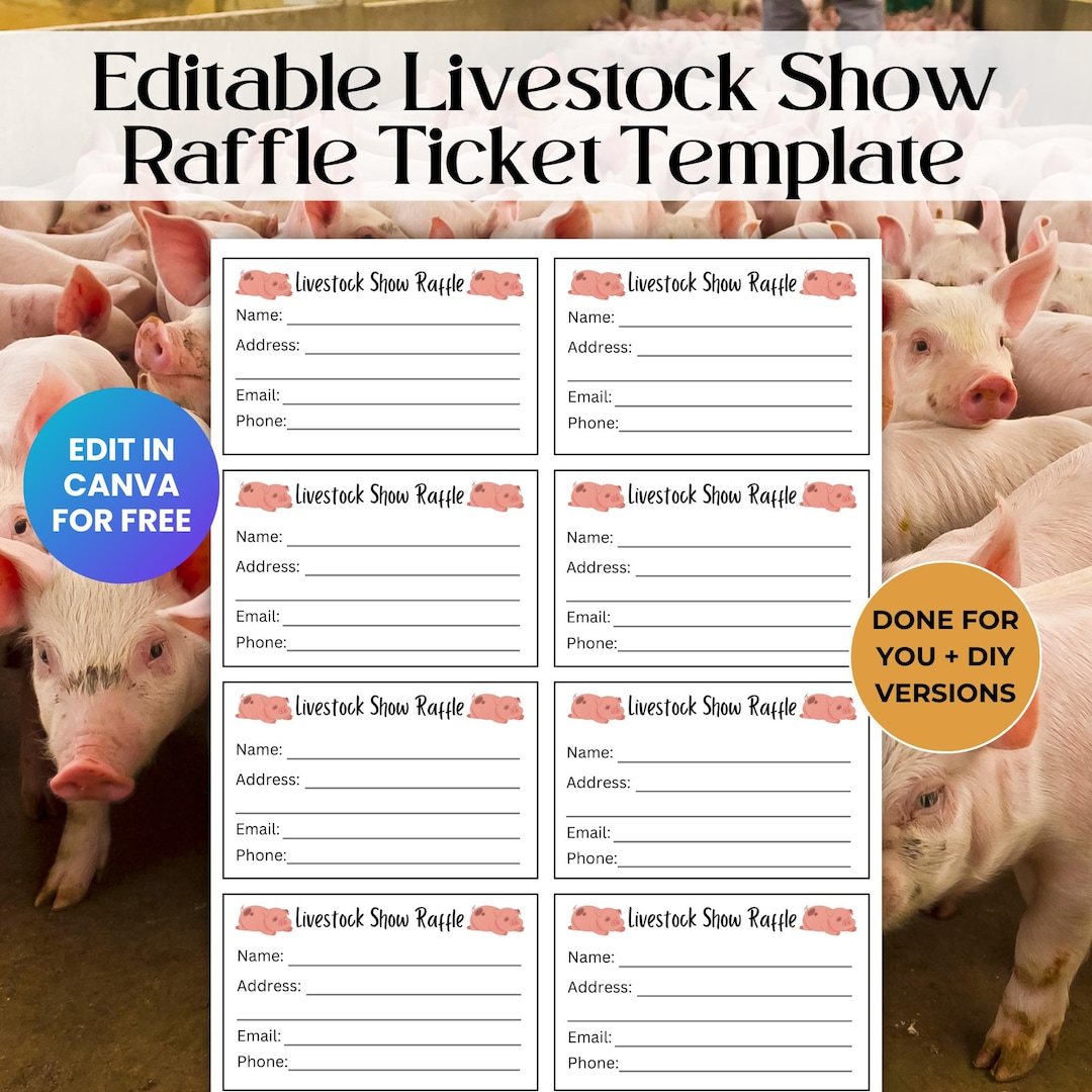 Show Rate Raffle Editable Livestock Show Fundraiser Raffle Ticket Template, Fundraising ...