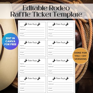 Bearbeitbare Rodeo Fundraiser Raffle Ticket Vorlage, Benefizveranstaltung, Schul PTO Fundraiser RAF01