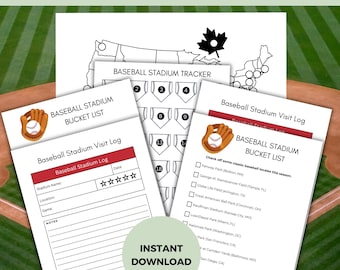 Printable Ballpark Bucket List Ideas, Baseball Stadium Tracker Log Worksheets and Bonus US Ballpark Map