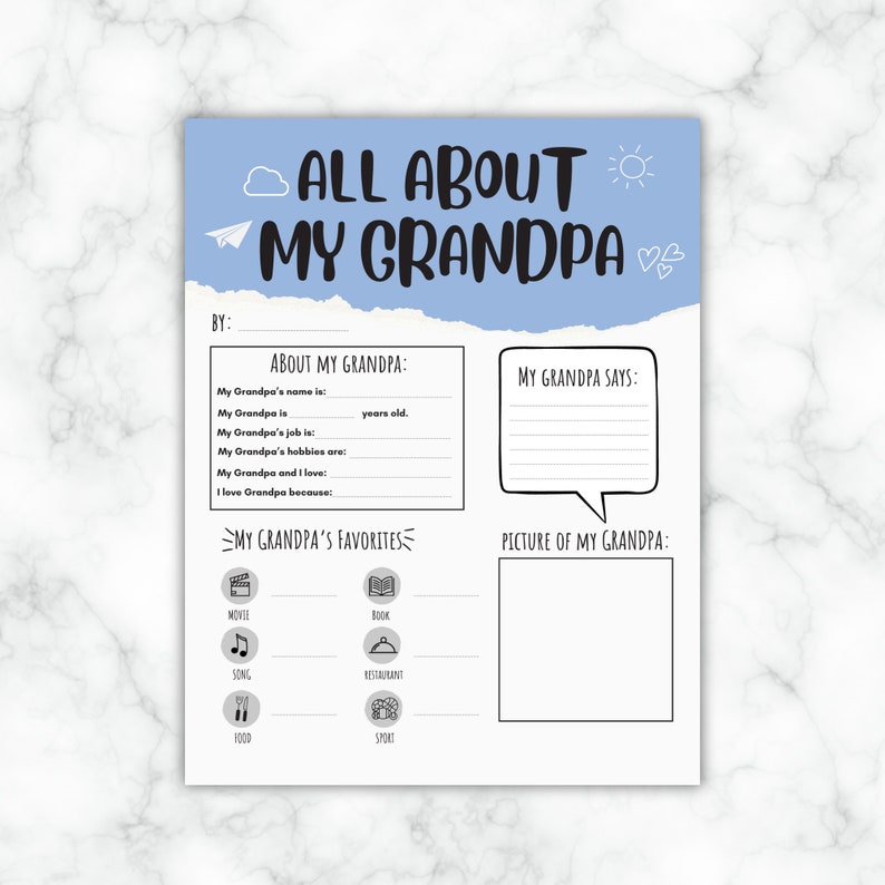 Printable all about my grandpa activity a meaningful and sentimental