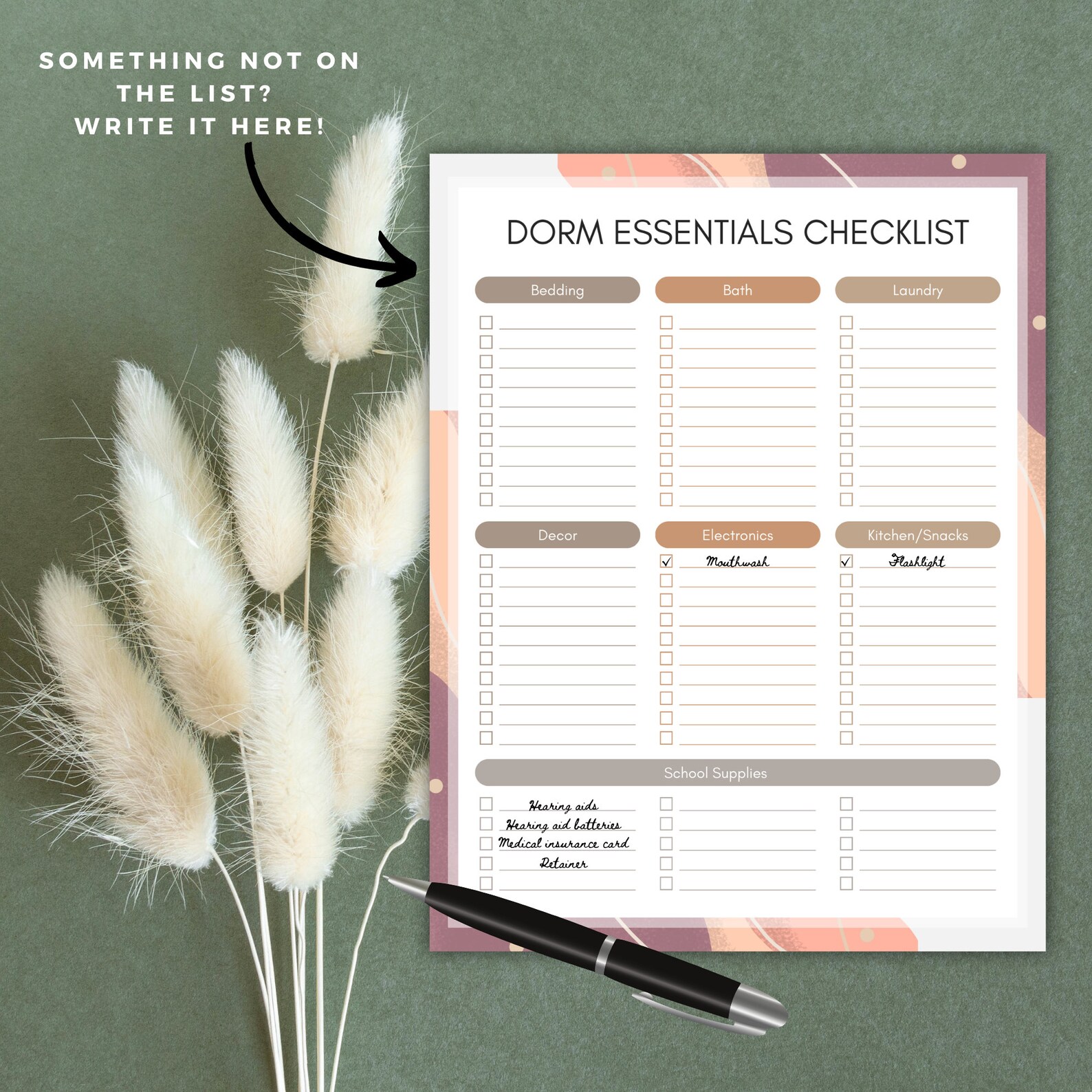 Editable College Dorm Essentials Checklist - A Printable Boho Granola ...