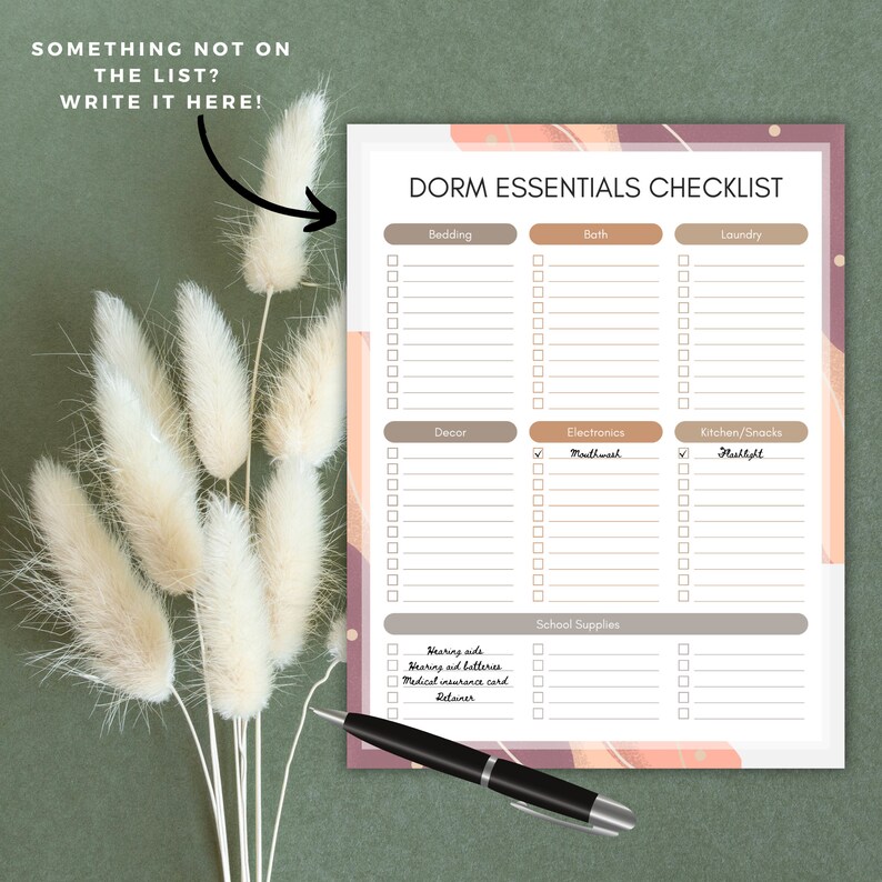 Editable College Dorm Essentials Checklist - A Printable Boho Granola ...