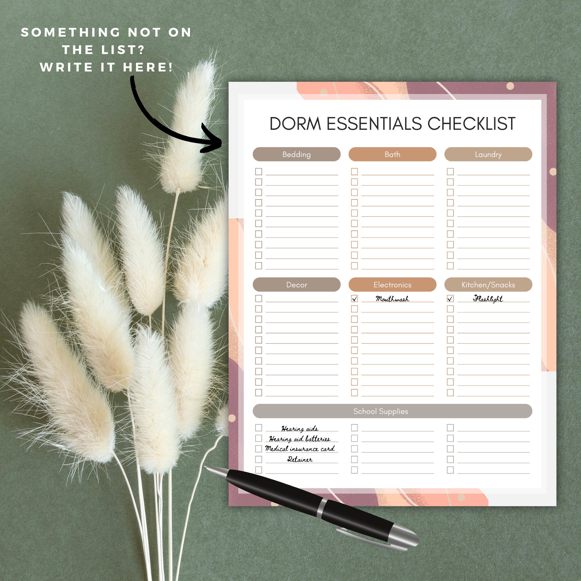 Editable College Dorm Essentials Checklist - A Printable Boho Granola ...