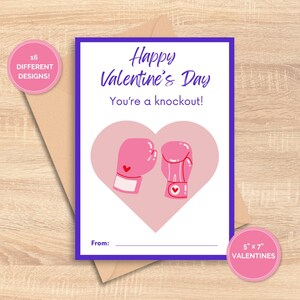 Tarjetas de San Valentín para imprimir sobre deportes, clases, escuelas, boxeo, saltar la cuerda y ciclismo