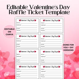Bearbeitbare Valentinstags-Verlosungslos-Vorlage, Spendenaktion, Schul-PTO-Spendenaktion RAF01