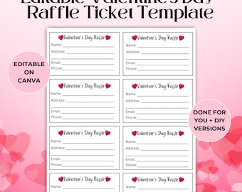 Editable Valentines Day Raffle Ticket Template, Fundraising Event, School PTO Fundraiser RAF01