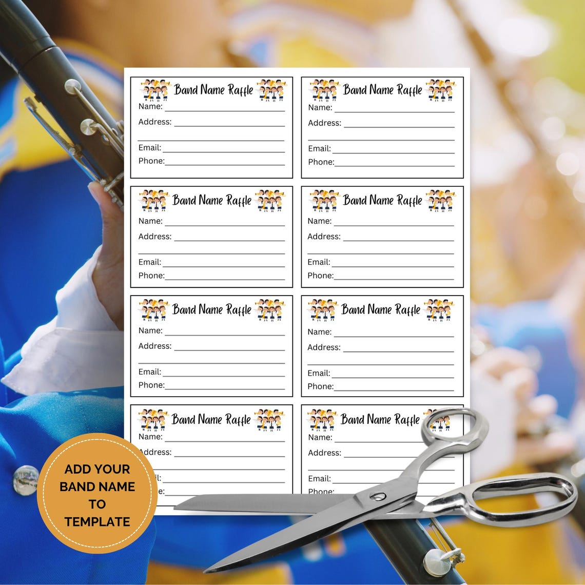 Orchestra Raffle Editable Band Raffle Ticket Template, Marching Band Fundraising Event ...