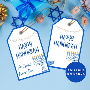 Etiquettes cadeaux modifiables de Hanoucca pour la fête de Hanoucca, cadeaux de la fête juive, joyeux Hanoucca à et depuis les étiquettes, 8 nuits de Hanoucca