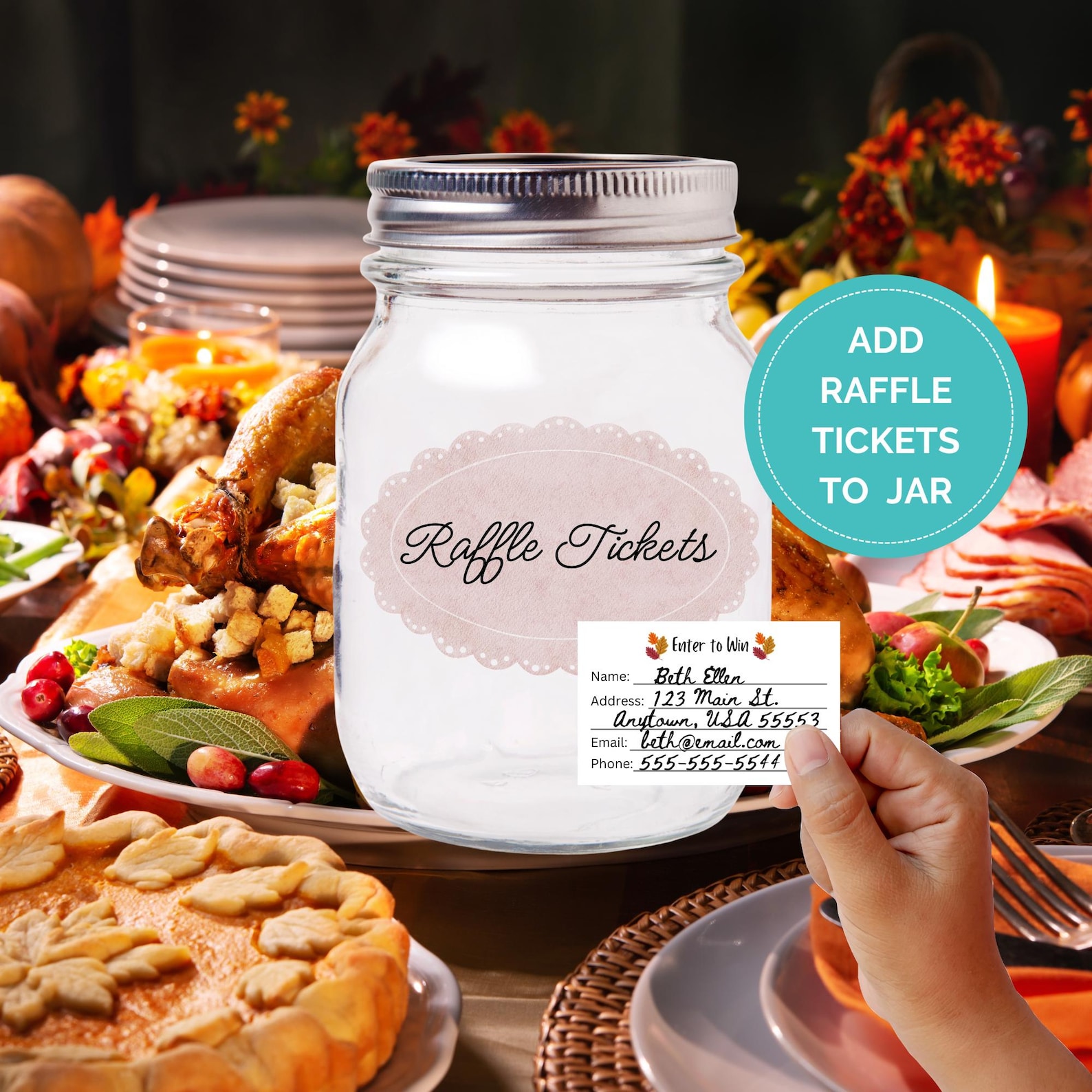 Editable Thanksgiving Raffle Ticket Template, Fundraising Event, School ...
