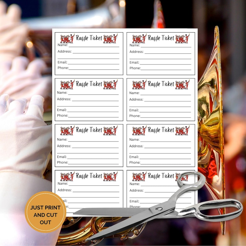 Handing Out Raffle Tickets Editable Band Raffle Ticket Template, Marching Band Fundraising Event ...