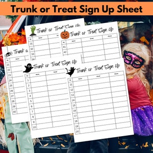 This listing is for a printable Trunk or Treat Sign Up sheet.
