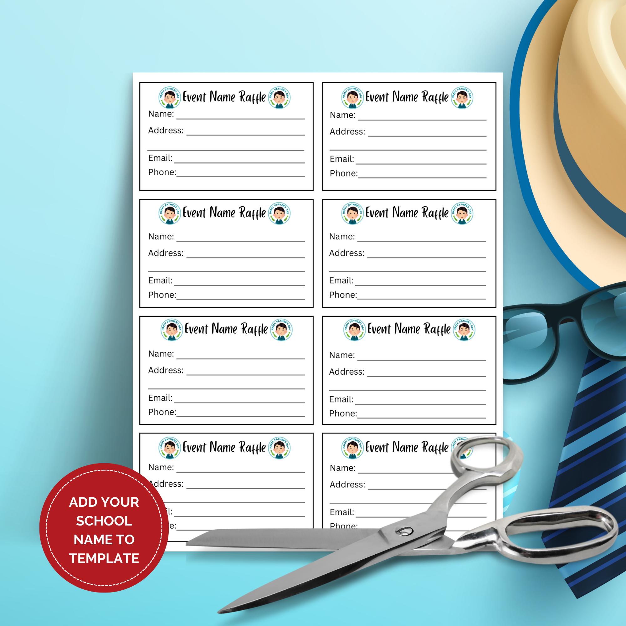 Pto Day Raffle Editable Fathers Day Raffle Ticket Template, Fundraising Event, School ...