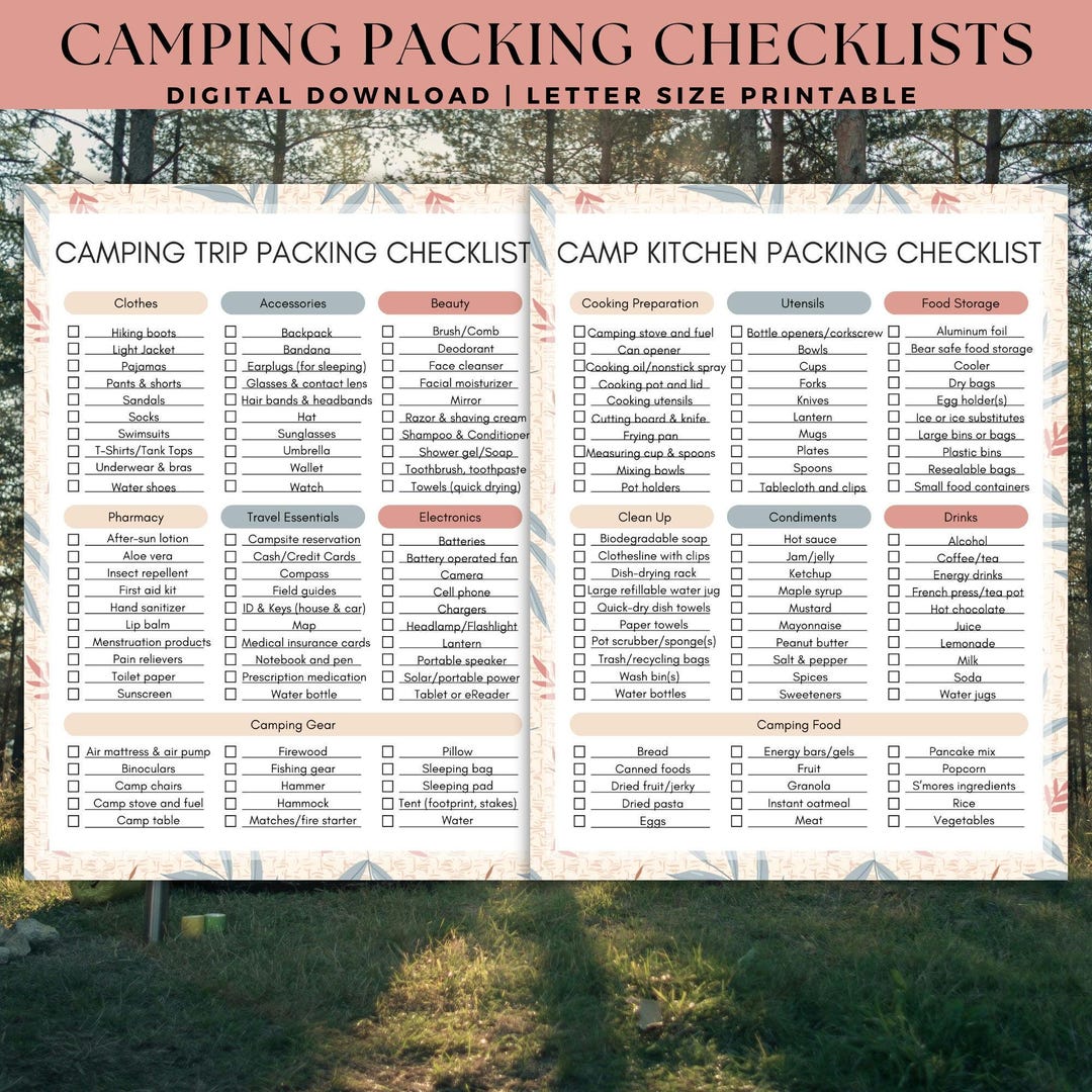 Printable Camping Essentials Checklist Minimalist, Camping Packing