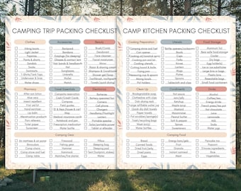 Printable Camping Essentials Checklist Minimalist, Camping Packing Checklist, Camping Bachelorette