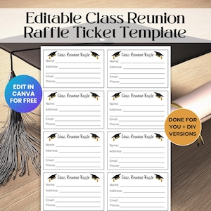 Bearbeitbares Klassentreffen Fundraiser Raffle Ticket Vorlage, High School oder College Fundraissing Event RAF01