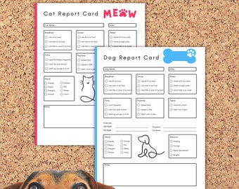 Afdrukbare hondenrapportkaart, huisdierrapportkaart, sjabloon voor hondenoppas, hondenopvang, dierenoppas, dierenzaak