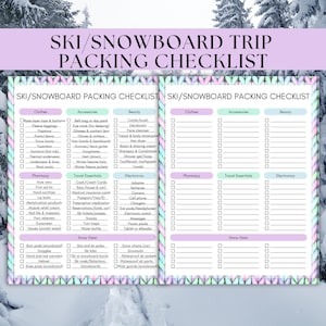 Printable Ski and Snowboard Travel Checklist for all Your Travel Essentials, Family Christmas Vacation to Lake Tahoe, Breckenridge, Aspen
