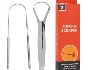 Stainless Steel Tongue Scraper - Pack of 2