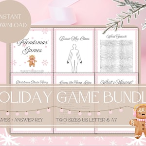 Friendsmas Games Bundle | Holiday Party Printables | Christmas Digital Download Activities | Pink Holiday Games | Fun Friendsmas Party Ideas