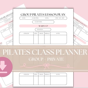 Planificador de clases de pilates, programa de ejercicios imprimible, planificador de instructores, planes de entrenamiento, registro de ejercicios, plantilla PDF imprimible, reformador