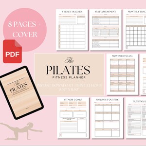 Pilates Fitness Planner, Home Workout, Wellness Tracker (PDF) - Etsy