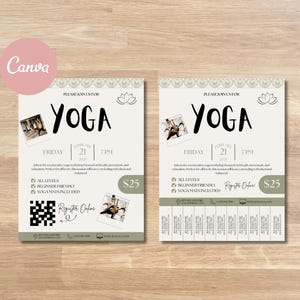 Yoga-flyersjabloon, bewerkbare canva-workshoplesflyer, digitale fitness- en wellness-evenementuitnodiging, afdrukbare studioworkshopmarketing