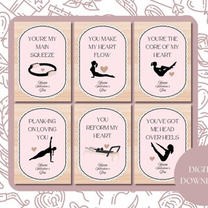 Tarjeta de San Valentín de Pilates, regalo de San Valentín para instructor de yoga y pilates, tarjeta de felicitación imprimible, descarga digital instantánea de San Valentín