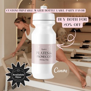 Celebrate in style with this Pilates and Prosecco birthday invitation! Perfect for fitness-themed parties, and for Pilates Princess this editable Canva template is printable and brings elegance and fun to your event, ideal for any wellness enthusiast