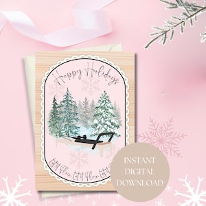 Reformer Pilates Christmas Card, Holiday Greeting Card for Pilates Lovers, Let It Flow Fitness Card, Pilates Instructor Gift