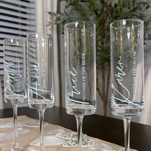 Personalized Bridal Party/Bachelorette Champagne Glasses (Champagne Flutes 5oz,  Customizable text)