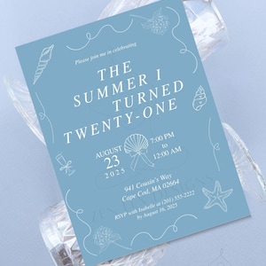 The Summer I Turned Pretty Invitation: Editable Birthday & Watch Party Template (Digital Download)