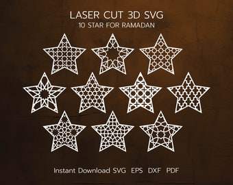 Star Ramadan Laser Cut Design, Muslim Home Decor (svg, pdf, eps, dxf)