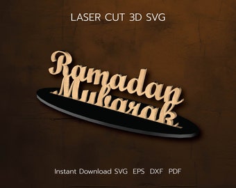 Ramadan Mubarak Tabletop Decor, Laser Cut File (svg, pdf, eps, dxf)