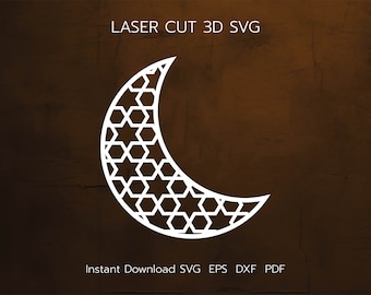 Crescent Ramadan Laser Cut File, Muslim Home Decor (svg, pdf, eps, dxf)